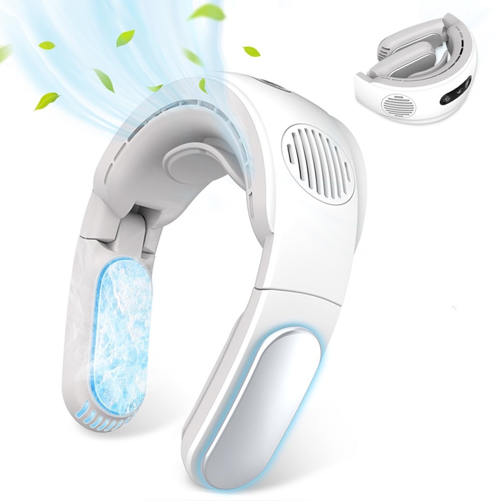 NEW Bladeless Neck Head Cooling Fan Foldable 3 Speed & 2 Cooling - 360° Coverage